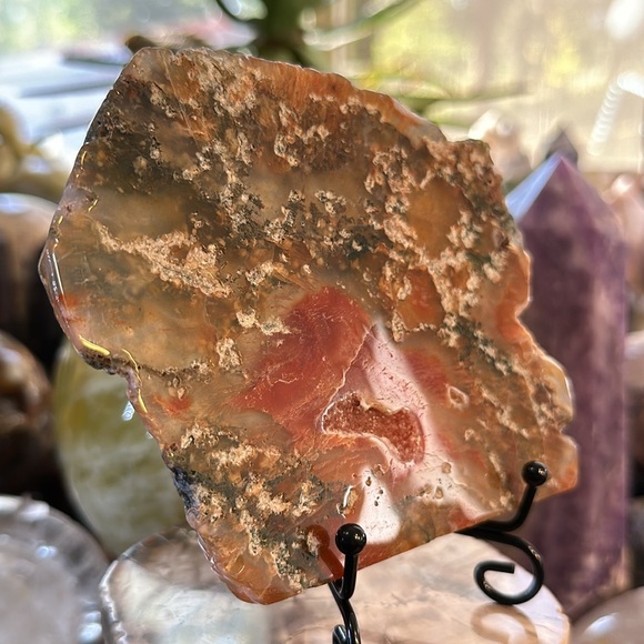 Moss Agate Crystal Slice With Druzy! - Picture 4 of 7